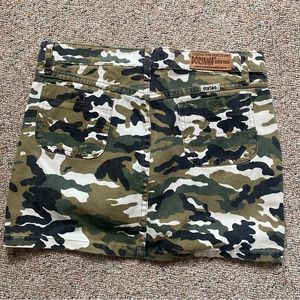 Y2k camo denim mini skirt